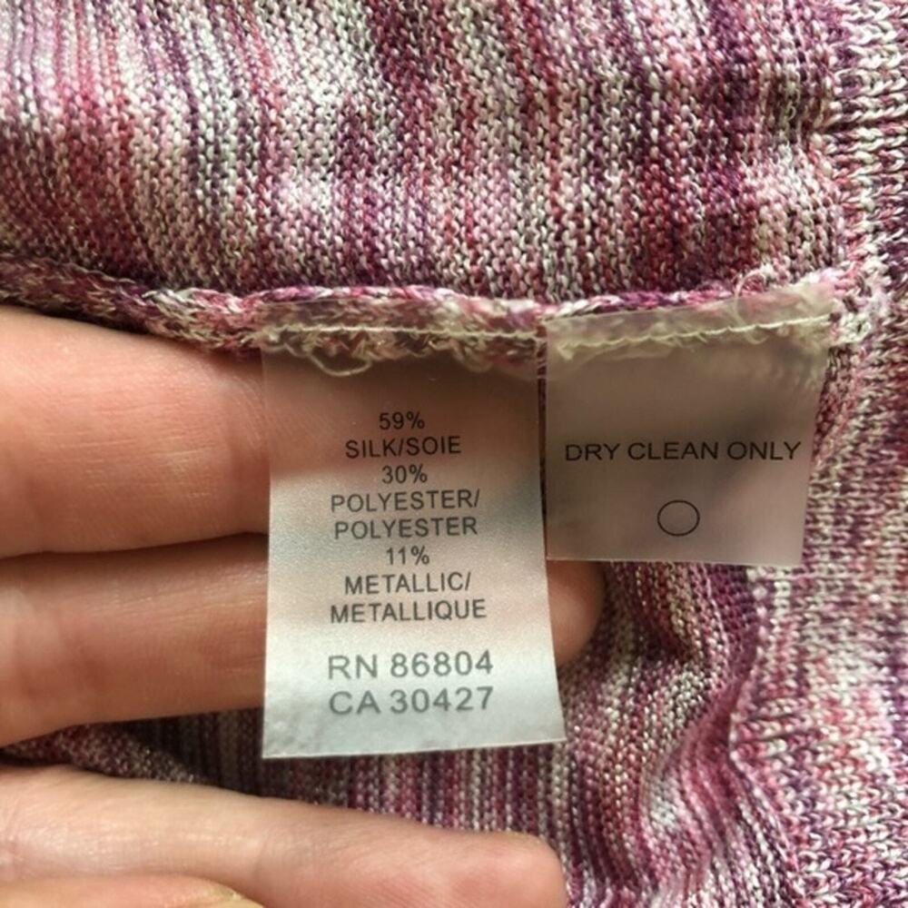 Magaschoni Silk Ruffle Metallic Cardigan Size Large - Picture 13 of 15